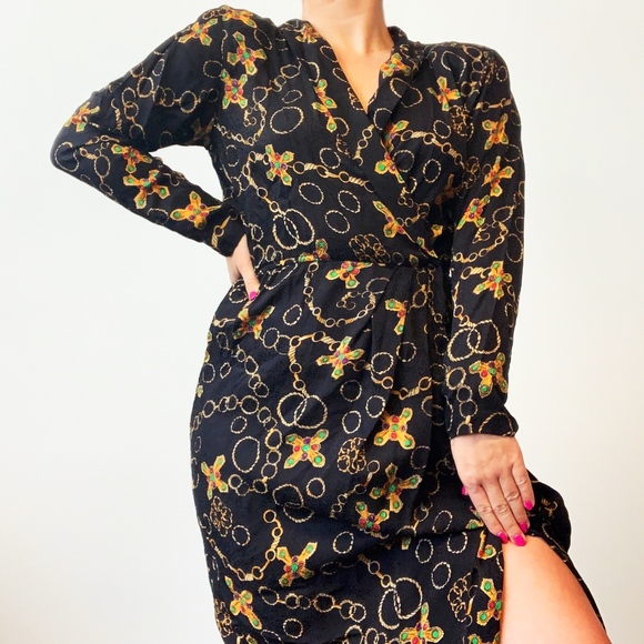 Versace-esque Silk Dress - Picture 1 of 2
